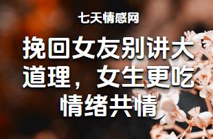 挽回女友别讲大道理，女生更吃情绪共情